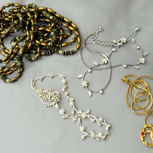 Lot of 10 Necklaces Gold Silver Madewell Pendant Crystal - Picture 5 of 10